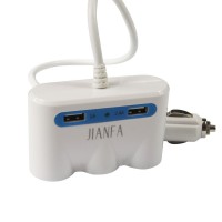JIANFA 3-Socket Car Cigarette Lighter Splitter Adapter with 2-Port USB (White)